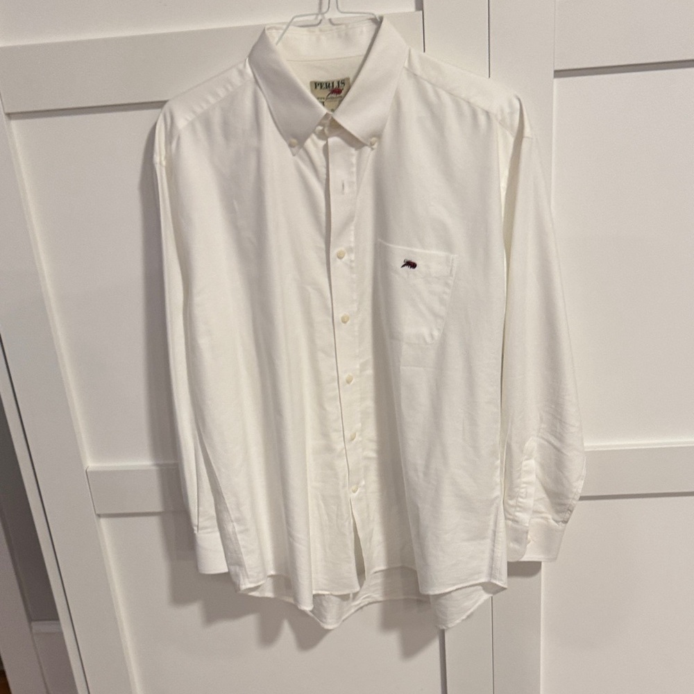 Perlis Men's White Button Down Shirt
